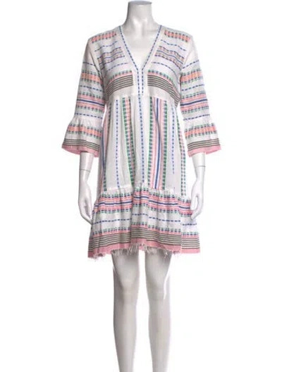 Pre-owned Lemlem Striped Mini Dress In White