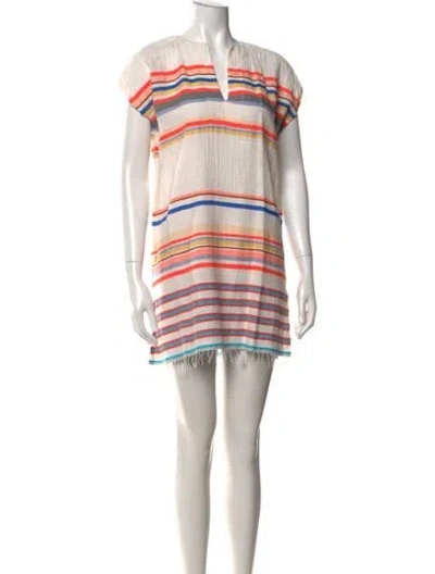 Pre-owned Lemlem Striped Mini Dress In White