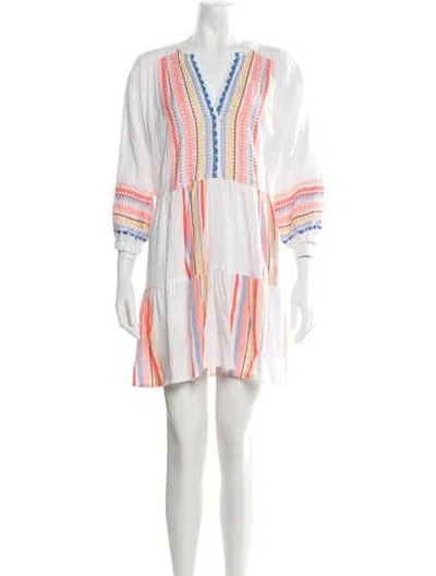 Pre-owned Lemlem Striped Mini Dress In White