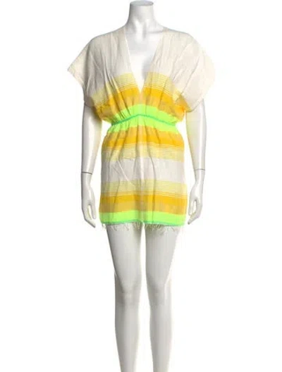 Pre-owned Lemlem Striped Mini Dress In White