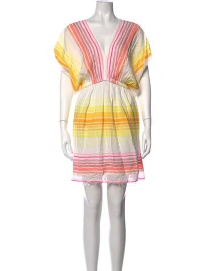 Pre-owned Lemlem Striped Mini Dress In White