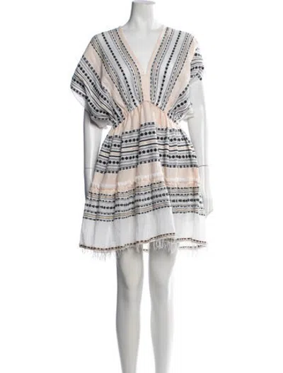 Pre-owned Lemlem Striped Mini Dress In White