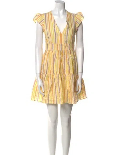 Pre-owned Lemlem Striped Mini Dress In Yellow