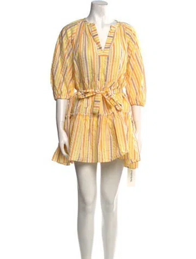 Pre-owned Lemlem Striped Mini Dress In Yellow