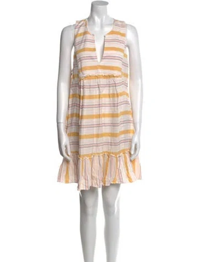 Pre-owned Lemlem Striped Mini Dress In Yellow