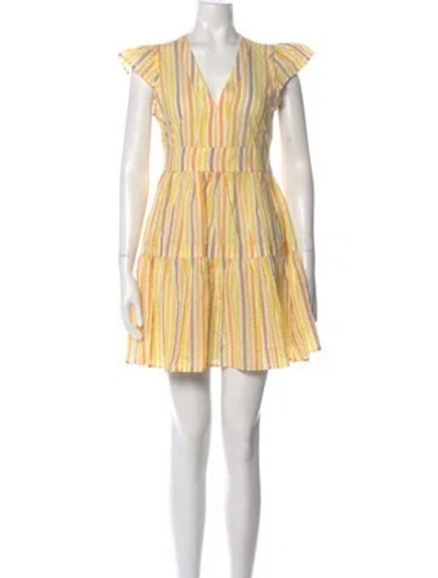 Pre-owned Lemlem Striped Mini Dress In Yellow