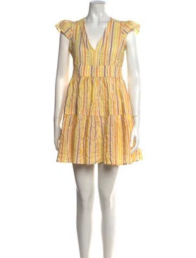 Pre-owned Lemlem Striped Mini Dress In Yellow
