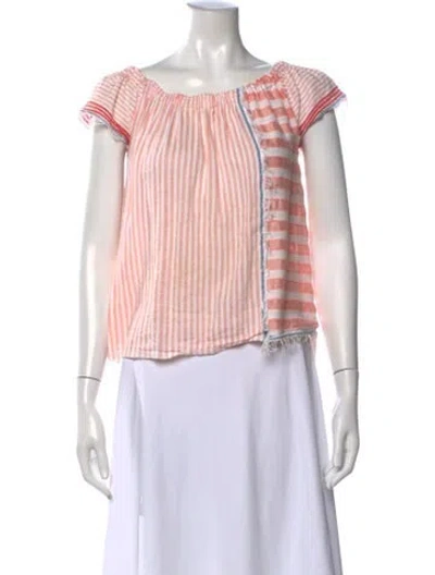 Pre-owned Lemlem Striped Off-the-shoulder Top In Orange