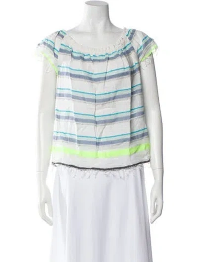 Pre-owned Lemlem Striped Off-the-shoulder Top In White