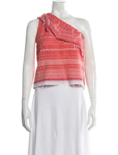 Pre-owned Lemlem Striped One-shoulder Top In Red