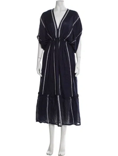 Pre-owned Lemlem Striped Ruffle Embellishment Cover-up In Blue