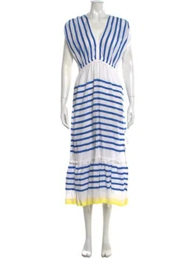 Pre-owned Lemlem Striped Ruffle Embellishment In White