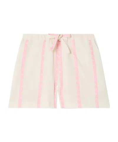 Lemlem Safia Striped Cotton Shorts In Cream
