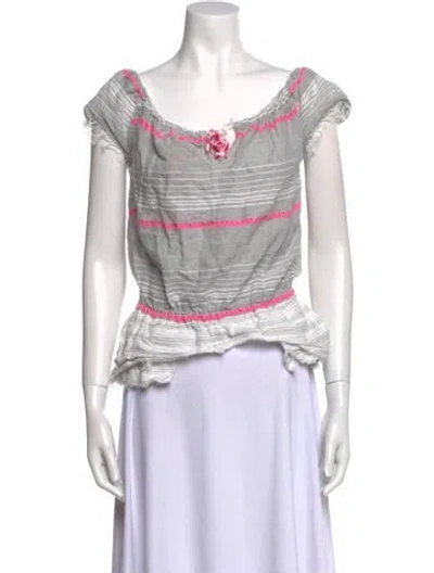 Pre-owned Lemlem Striped Scoop Neck Top In Gray