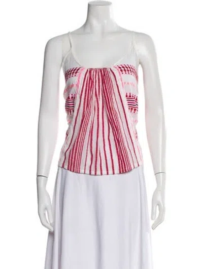 Pre-owned Lemlem Striped Scoop Neck Top In Pink