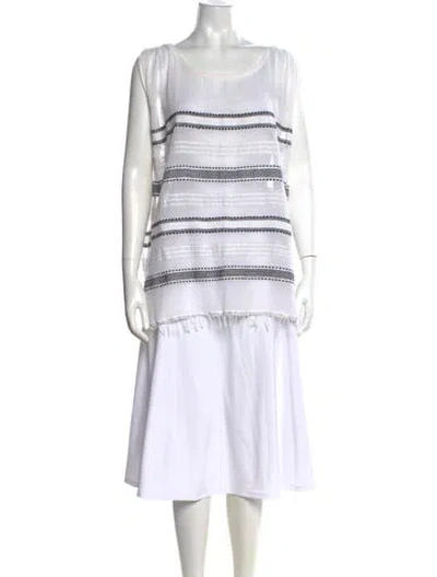 Pre-owned Lemlem Striped Scoop Neck Top In White