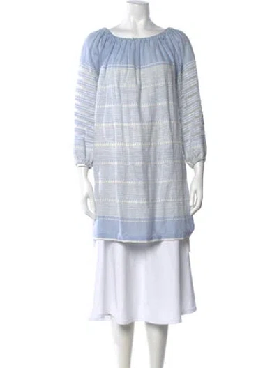 Pre-owned Lemlem Striped Scoop Neck Tunic In Blue