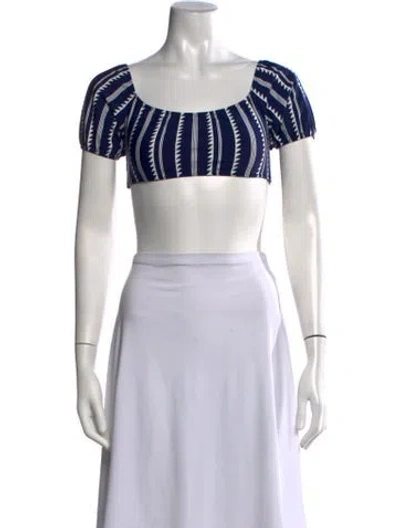 Pre-owned Lemlem Striped Square Neckline Crop Top In White