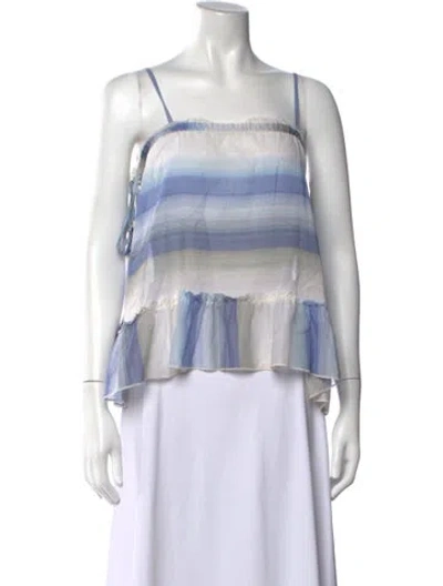 Pre-owned Lemlem Striped Square Neckline Top In Blue