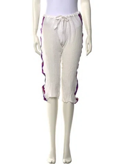 Pre-owned Lemlem Striped Straight Leg Pants In White