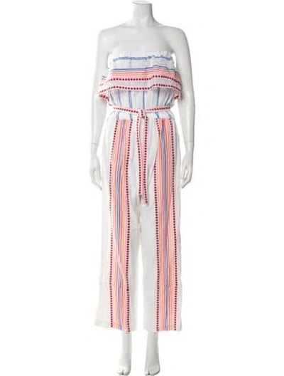 Pre-owned Lemlem Striped Strapless Jumpsuit In White