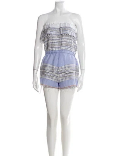 Pre-owned Lemlem Striped Strapless Romper In White