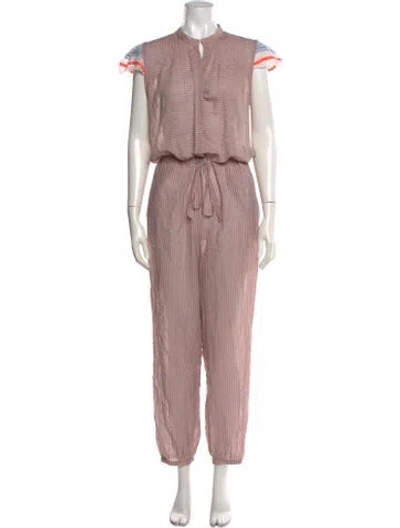 Pre-owned Lemlem Striped V-neck Jumpsuit In Blue/pink