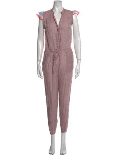 Pre-owned Lemlem Striped V-neck Jumpsuit In Blue/pink