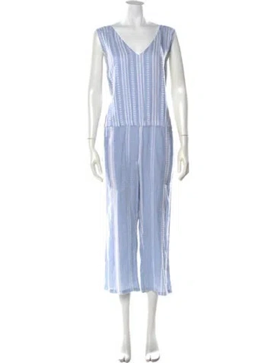 Pre-owned Lemlem Striped V-neck Jumpsuit In Multi
