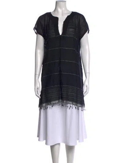 Pre-owned Lemlem Striped V-neck Sweater In Black/metallic