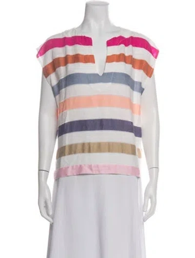 Pre-owned Lemlem Striped V-neck Sweater In Multicolor