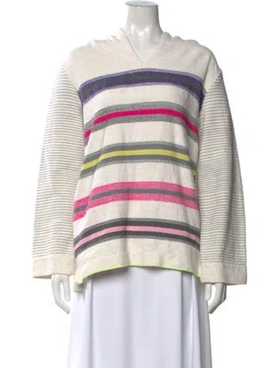 Pre-owned Lemlem Striped V-neck Sweater In Neutrals