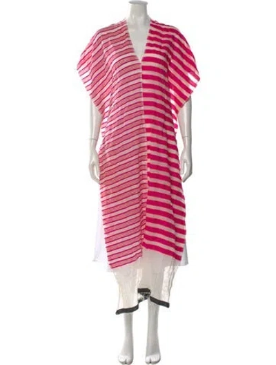 Pre-owned Lemlem Striped V-neck Sweater In Pink