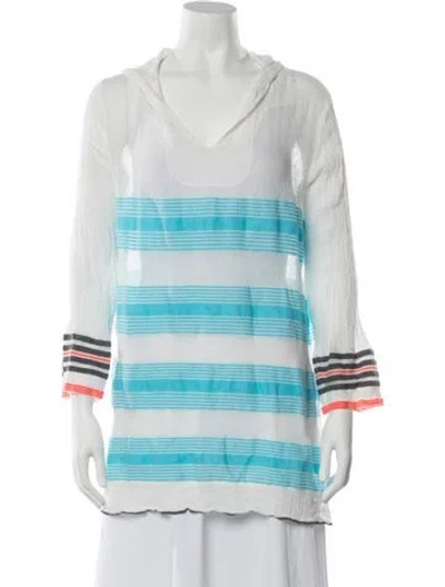 Pre-owned Lemlem Striped V-neck Top In Blue
