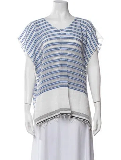 Pre-owned Lemlem Striped V-neck Top In Blue