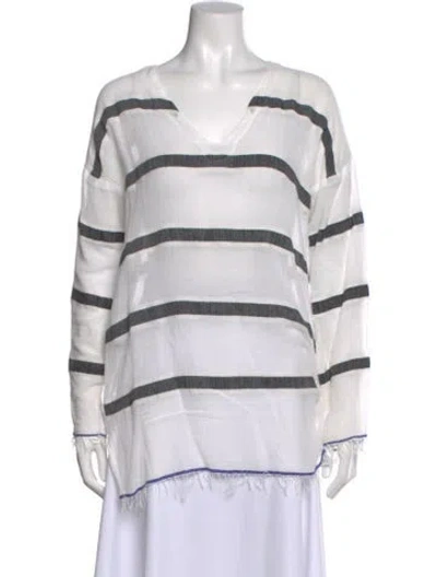 Pre-owned Lemlem Striped V-neck Top In Multi