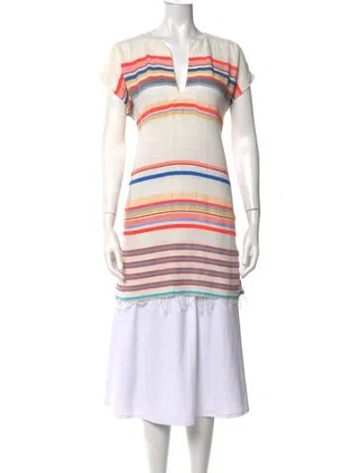 Pre-owned Lemlem Striped V-neck Top In Neutrals