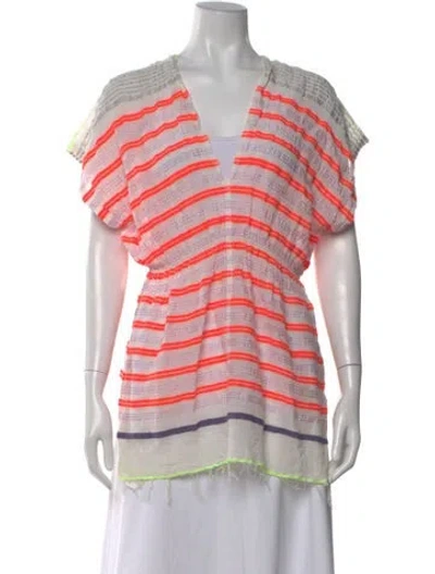 Pre-owned Lemlem Striped V-neck Top In Pink