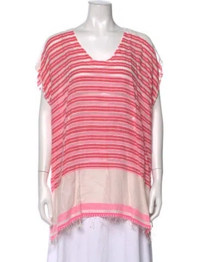 Pre-owned Lemlem Striped V-neck Top In Pink