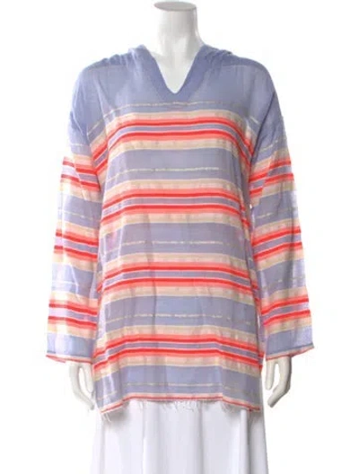 Pre-owned Lemlem Striped V-neck Top In Purple