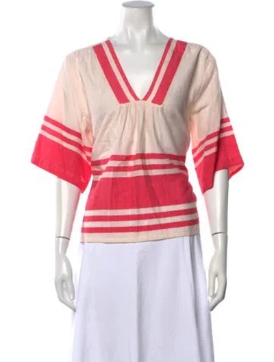 Pre-owned Lemlem Striped V-neck Top W/ Tags In Multicolor
