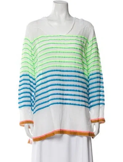 Pre-owned Lemlem Striped V-neck Top In White