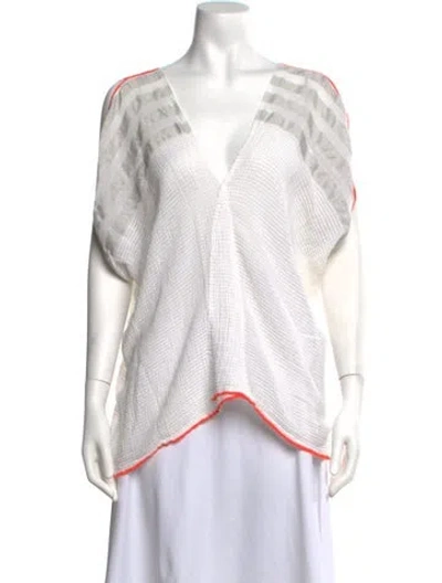 Pre-owned Lemlem Striped V-neck Top In White