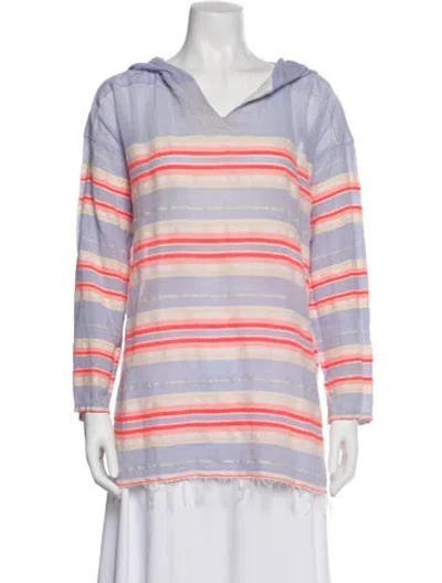 Pre-owned Lemlem Striped V-neck Tunic In Blue