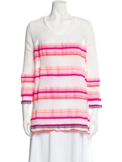 Pre-owned Lemlem Striped V-neck Tunic In Pink
