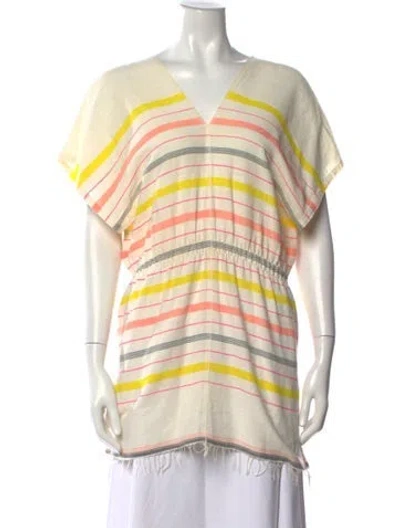 Pre-owned Lemlem Striped V-neck Tunic In Pink