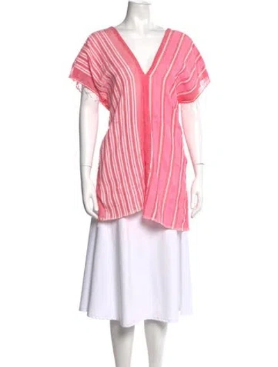Pre-owned Lemlem Striped V-neck Tunic In Pink