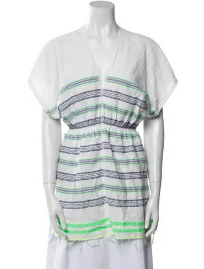 Pre-owned Lemlem Striped V-neck Tunic In White