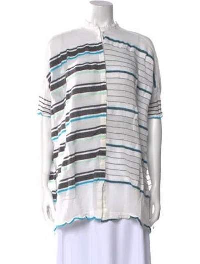 Pre-owned Lemlem Striped V-neck Tunic In White