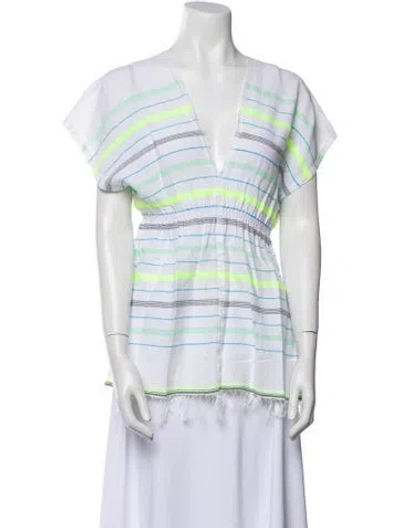 Pre-owned Lemlem Striped V-neck Tunic In White